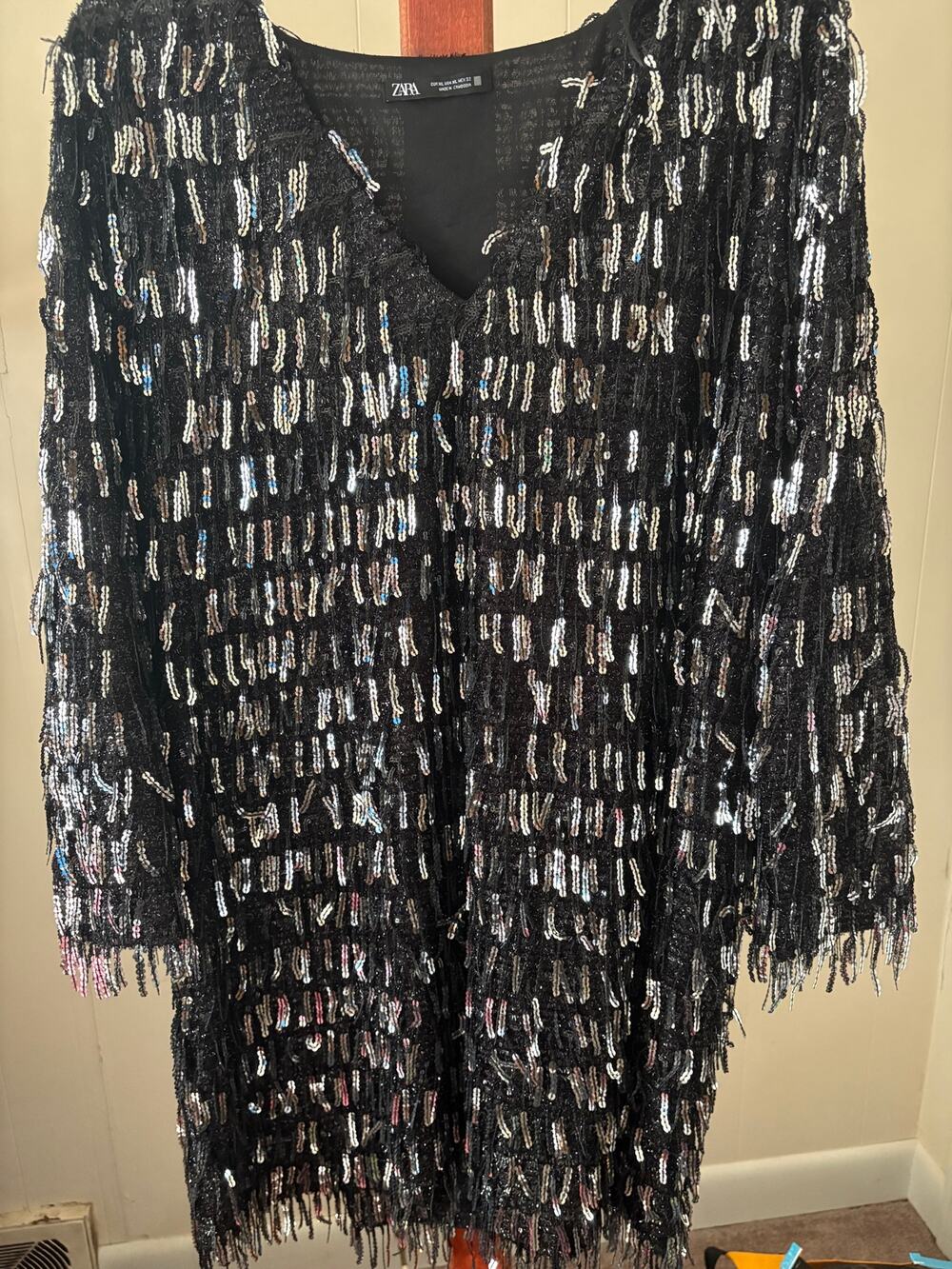 Zara Black Sequin Dress Sz XL